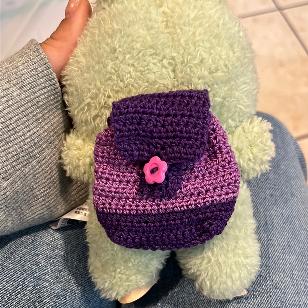Mini Purple Crochet Backpack
